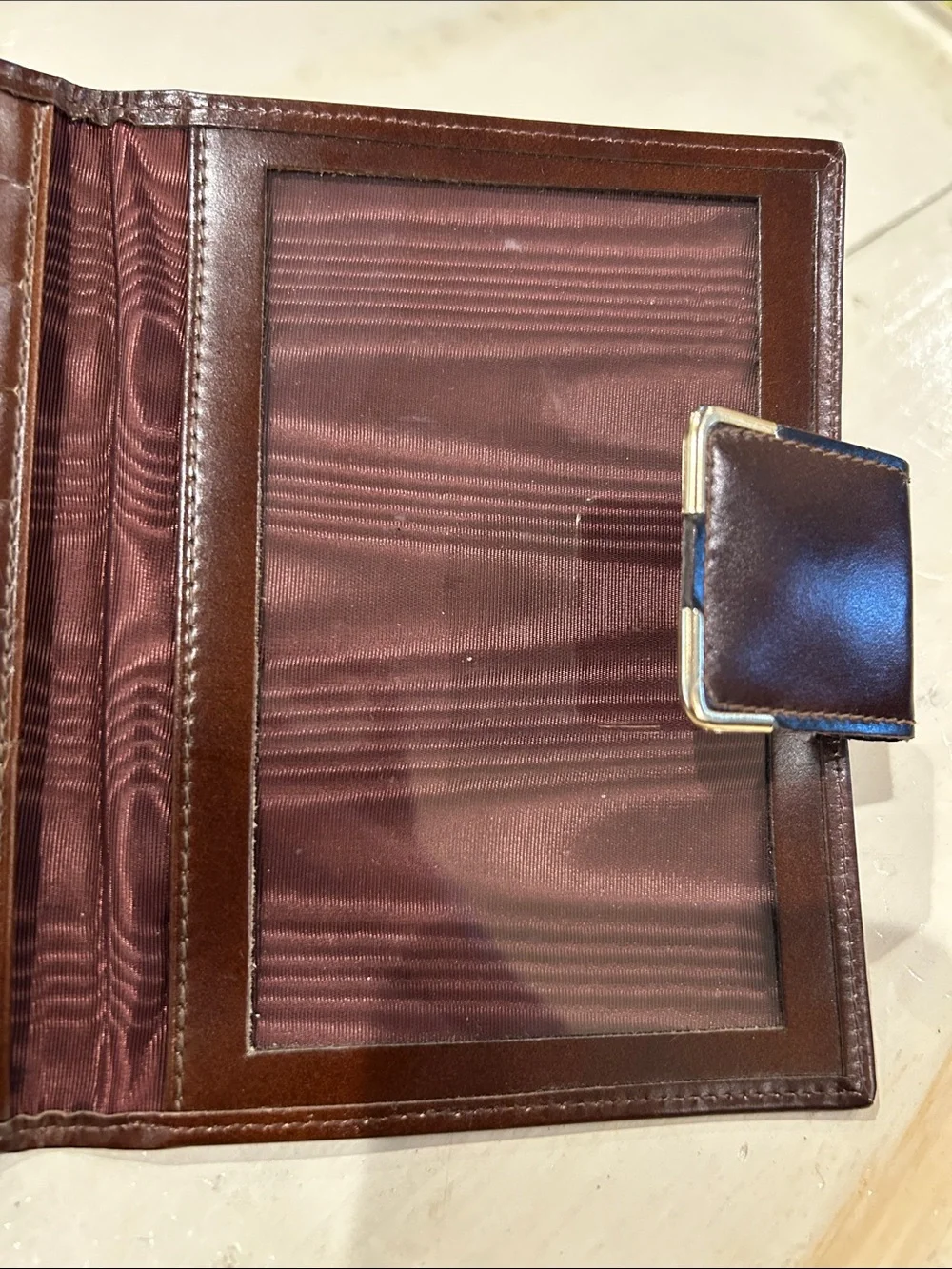 Bosca Brown Leather Card & Passport Holder with Snap